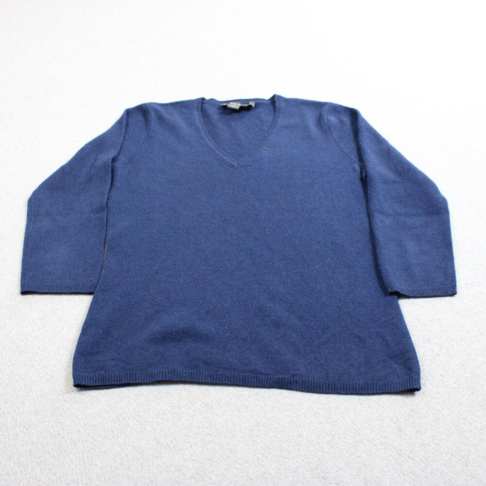 Mark Shale Cashmere Sweater Women Medium Blue V Neck Quiet Luxury Heritage Class